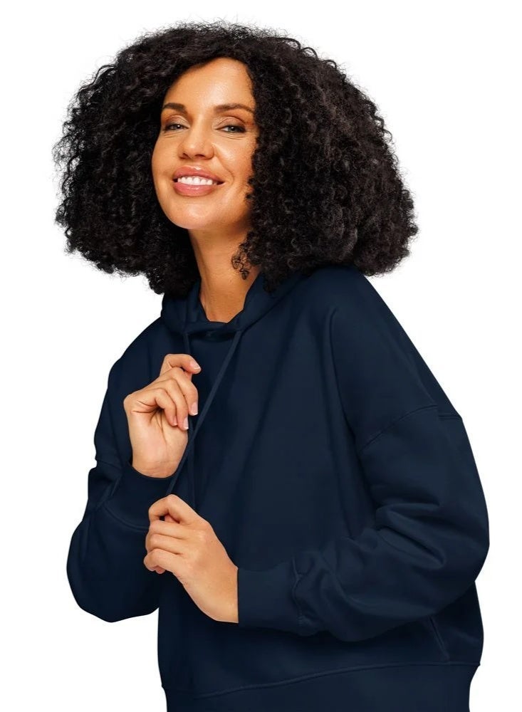 هودي من الصوف البوليكوتوني باللون الأزرق الداكن - Image 1